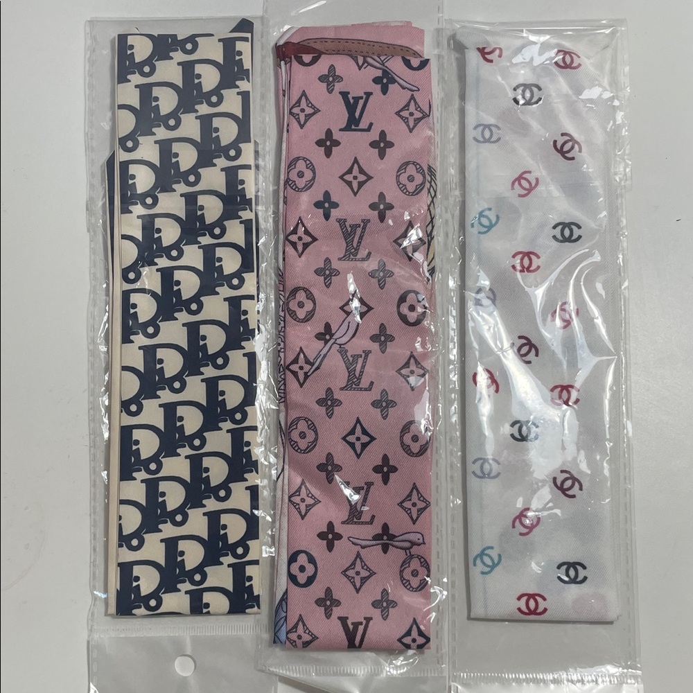 Navy & Cream pink and white Signature Twilly Scarf price for all 3 items